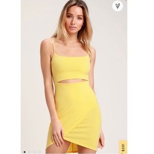 Lulu’s Yellow Cut-Out Bodycon Dress, Size XS